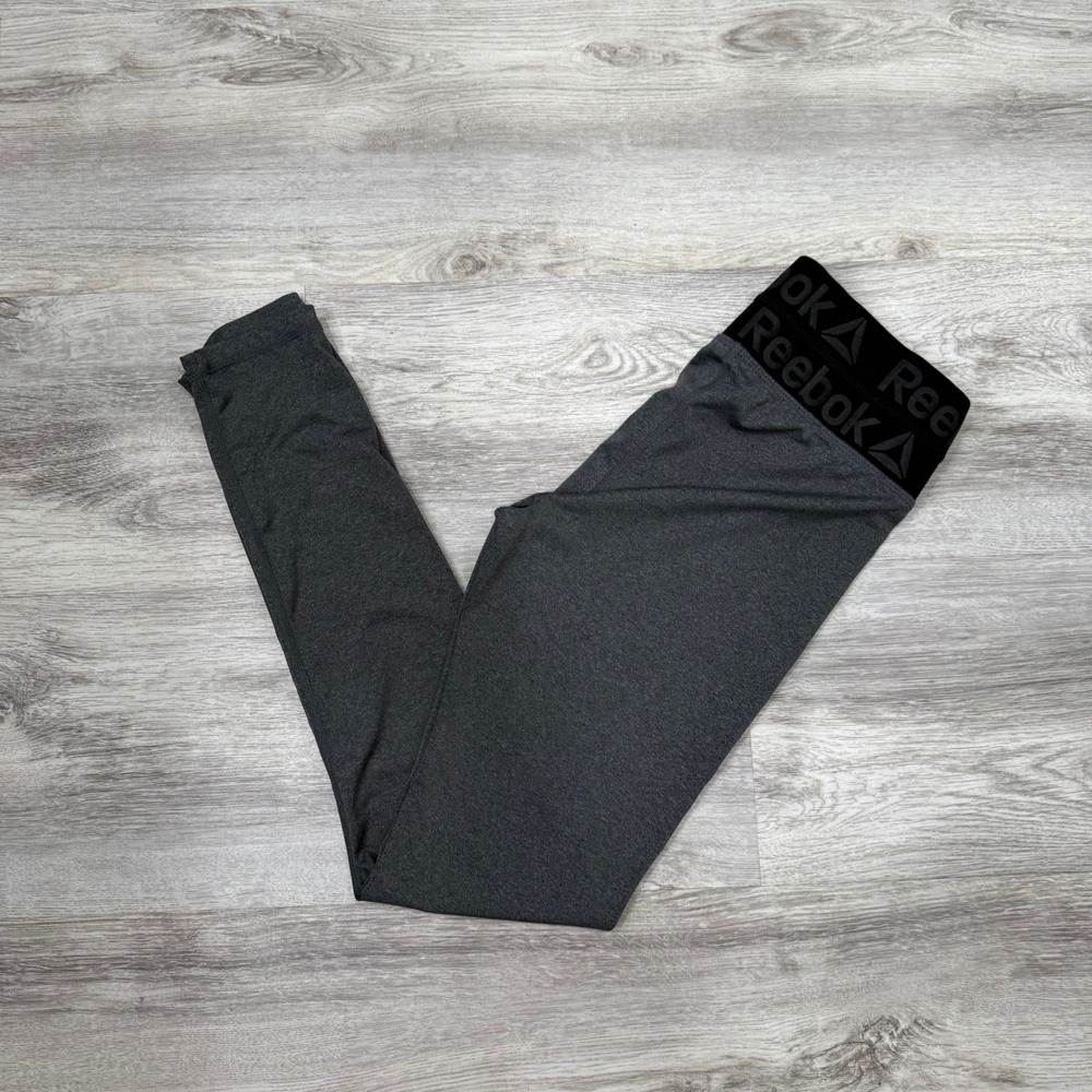 Reebok Women's Gray Athletic Leggings Workout Running Training‎ Fitness Pants